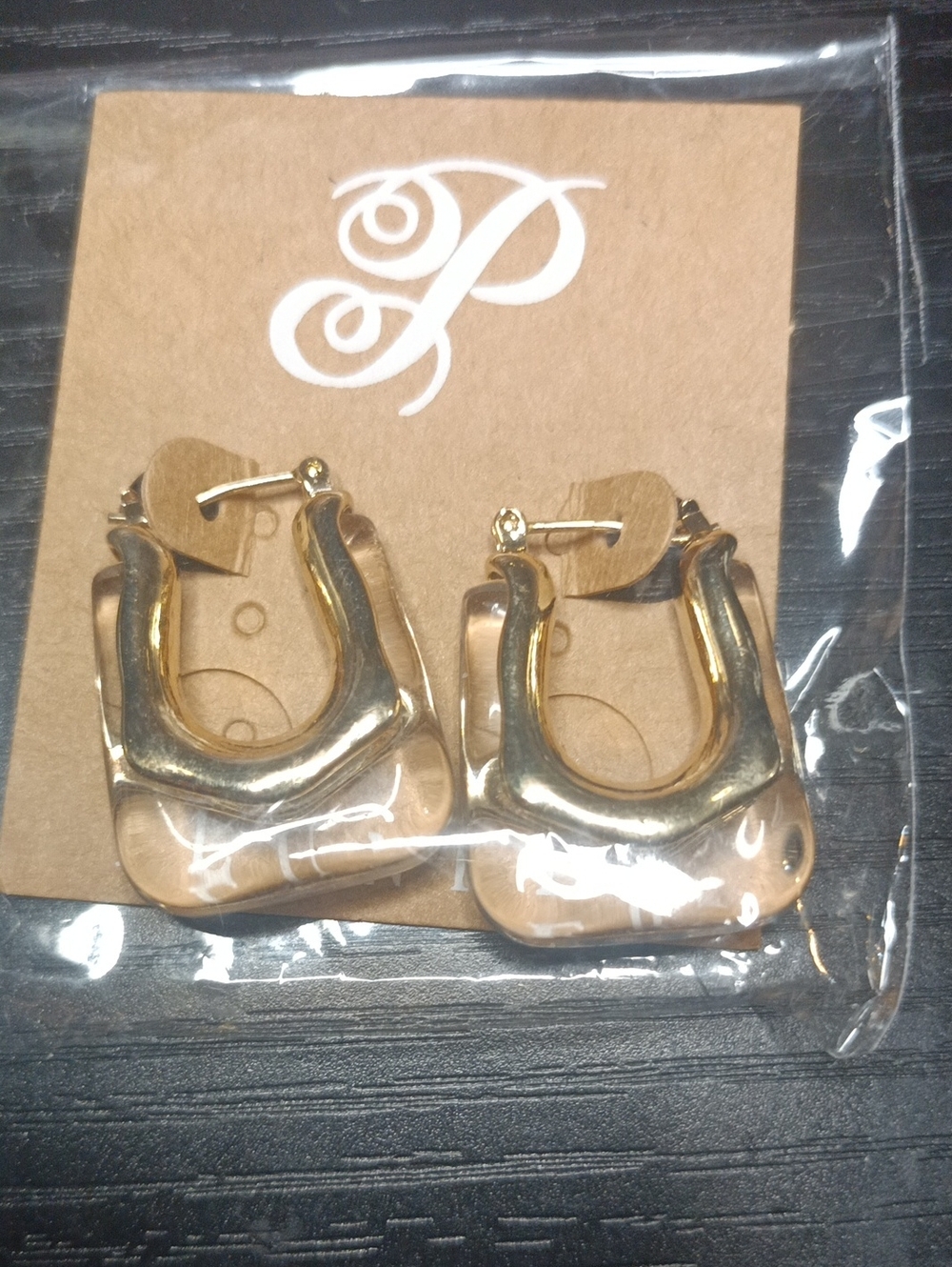 Plunder Gold and Cream Sculpted Hoop Drop Earrings